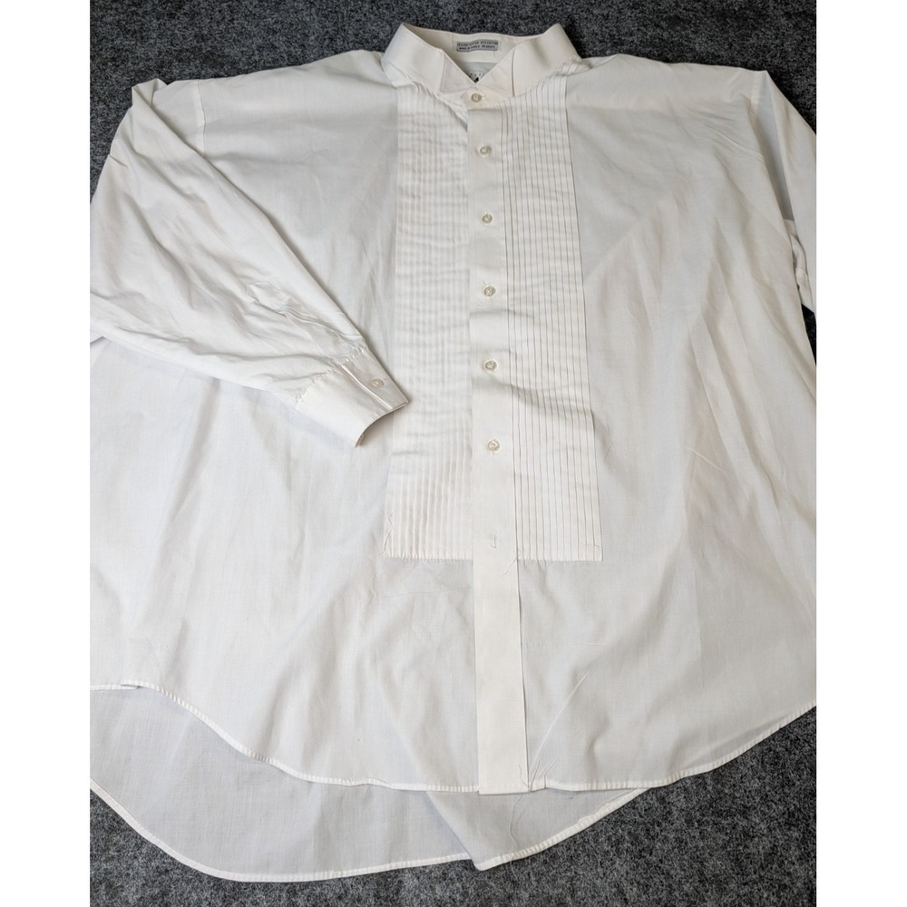 Collezzione Milano Tuxedo Dress Shirt White Pleated Barrel Cuff Men's 20 - 34/35